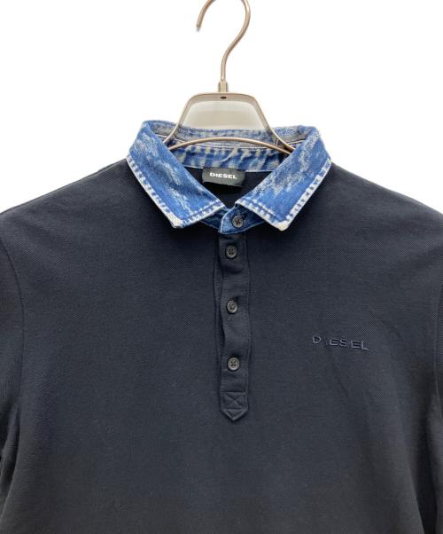 DIESEL（ディーゼル）DIESEL (ディーゼル) ポロシャツ ブラック×ブルー サイズ:Mの古着・服飾アイテム