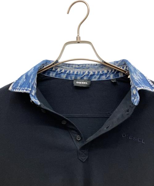 DIESEL（ディーゼル）DIESEL (ディーゼル) ポロシャツ ブラック×ブルー サイズ:Mの古着・服飾アイテム