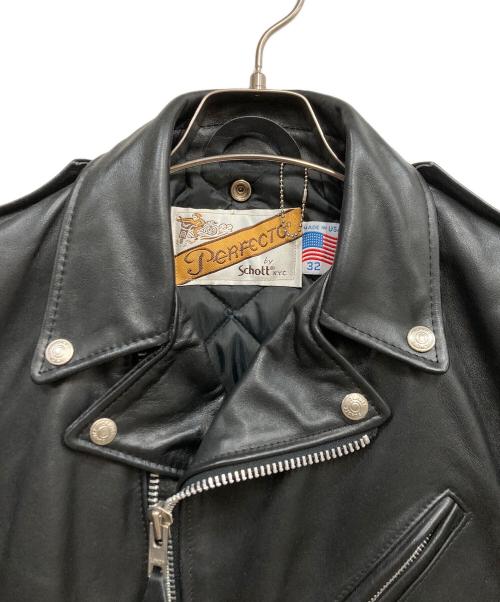 PERFECTO by Schott（パーフェクト バイ ショット）PERFECTO by Schott (パーフェクト バイ ショット) ダブルライダースジャケット ブラック サイズ:32の古着・服飾アイテム