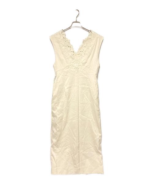 JUSGLITTY（ジャスグリッティー）JUSGLITTY (ジャスグリッティー) レースVネックジャンパースカート アイボリー サイズ:Sの古着・服飾アイテム