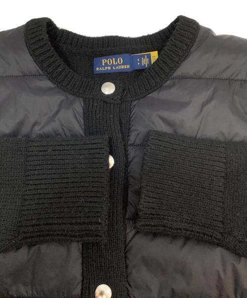 POLO RALPH LAUREN（ポロ・ラルフローレン）POLO RALPH LAUREN (ポロ・ラルフローレン) ニット切替中綿ジャケット ブラック サイズ:Sの古着・服飾アイテム