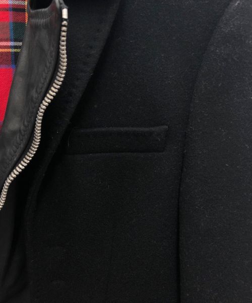 DSQUARED2（ディースクエアード）DSQUARED2 (ディースクエアード) レザー切替しウールロングコート ブラック サイズ:48の古着・服飾アイテム