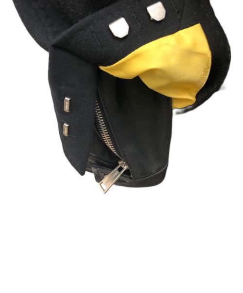 DSQUARED2（ディースクエアード）DSQUARED2 (ディースクエアード) レザー切替しウールロングコート ブラック サイズ:48の古着・服飾アイテム