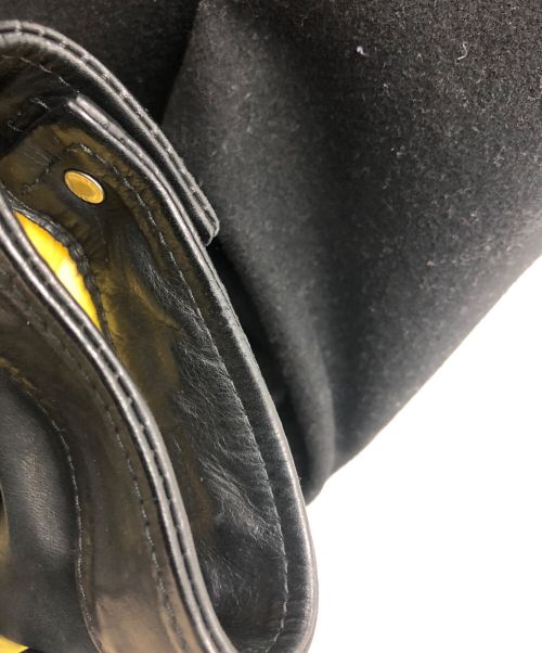 DSQUARED2（ディースクエアード）DSQUARED2 (ディースクエアード) レザー切替しウールロングコート ブラック サイズ:48の古着・服飾アイテム