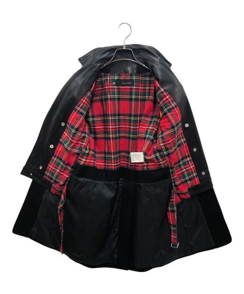 DSQUARED2（ディースクエアード）DSQUARED2 (ディースクエアード) レザー切替しウールロングコート ブラック サイズ:48の古着・服飾アイテム