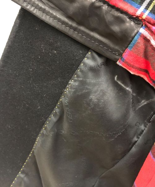 DSQUARED2（ディースクエアード）DSQUARED2 (ディースクエアード) レザー切替しウールロングコート ブラック サイズ:48の古着・服飾アイテム