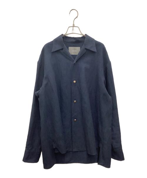 la favola（ラ ファーヴォラ）la favola (ラ ファーヴォラ) コットンリネンオープンカラーシャツブルゾン ネイビー サイズ:Sの古着・服飾アイテム