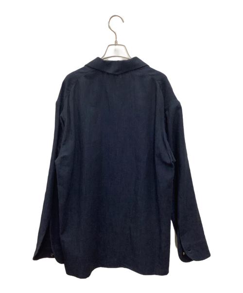 la favola（ラ ファーヴォラ）la favola (ラ ファーヴォラ) コットンリネンオープンカラーシャツブルゾン ネイビー サイズ:Sの古着・服飾アイテム