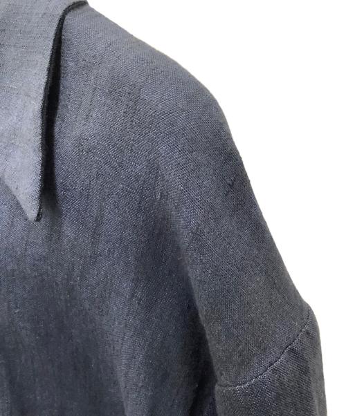 la favola（ラ ファーヴォラ）la favola (ラ ファーヴォラ) コットンリネンオープンカラーシャツブルゾン ネイビー サイズ:Sの古着・服飾アイテム