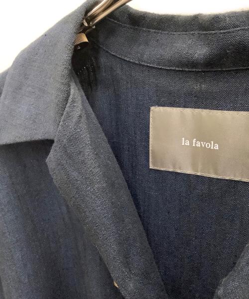 la favola（ラ ファーヴォラ）la favola (ラ ファーヴォラ) コットンリネンオープンカラーシャツブルゾン ネイビー サイズ:Sの古着・服飾アイテム