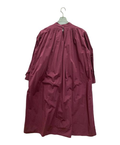 green label relaxing（グリーンレーベルリラクシング）green label relaxing (グリーンレーベルリラクシング) Tavii (タヴィ) ネックギャザーワンピース ボルドー サイズ:FREEの古着・服飾アイテム