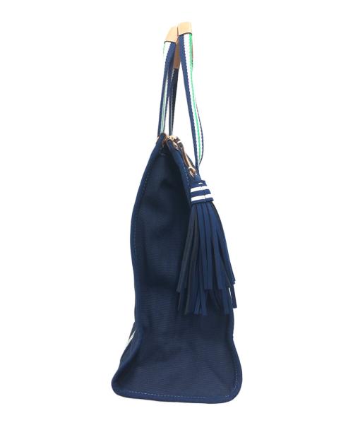 TORY BURCH（トリーバーチ）TORY BURCH (トリーバーチ) キャンバストートバッグ ネイビーの古着・服飾アイテム