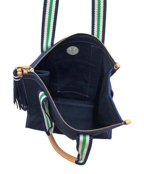 TORY BURCH（トリーバーチ）TORY BURCH (トリーバーチ) キャンバストートバッグ ネイビーの古着・服飾アイテム