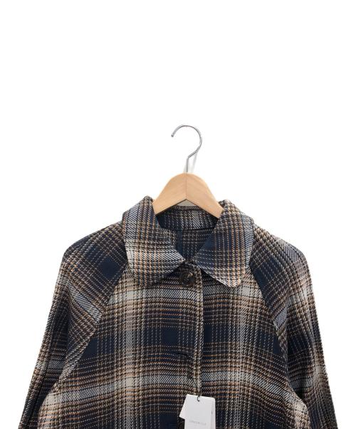 OPAQUE.CLIP（オペークドットクリップ）OPAQUE.CLIP (オペークドットクリップ) 先染めヘヴィツイル ステンカラーコート ブラウン×ネイビー サイズ:M 未使用品の古着・服飾アイテム