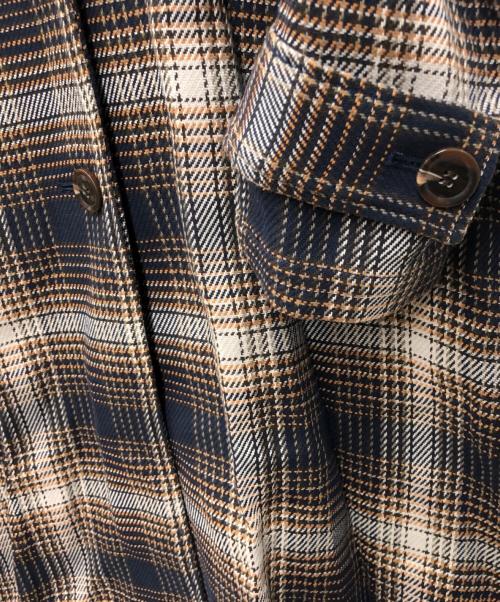 OPAQUE.CLIP（オペークドットクリップ）OPAQUE.CLIP (オペークドットクリップ) 先染めヘヴィツイル ステンカラーコート ブラウン×ネイビー サイズ:M 未使用品の古着・服飾アイテム