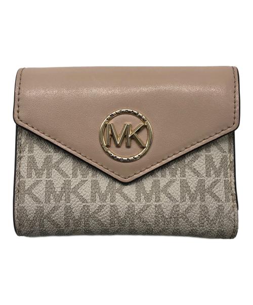 MICHAEL KORS（マイケル・コース）MICHAEL KORS (マイケルコース) 3つ折り財布 ピンクベージュの古着・服飾アイテム