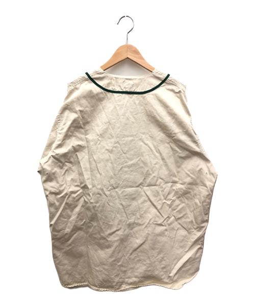 whitesville（ホワイツビル）whitesville (ホワイツビル) ベースボールシャツ ベージュ×グリーン サイズ:XLの古着・服飾アイテム