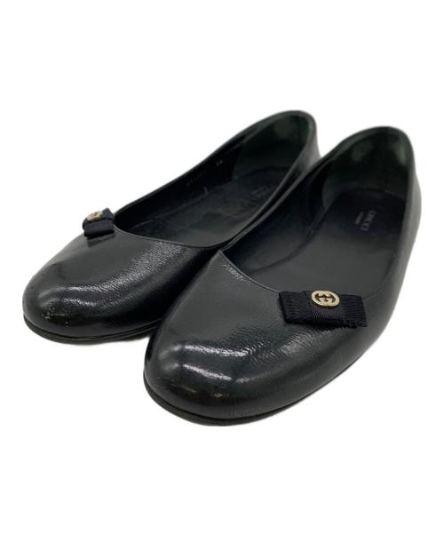 GUCCI（グッチ）GUCCI (グッチ) フラットパンプス ブラック サイズ:38の古着・服飾アイテム
