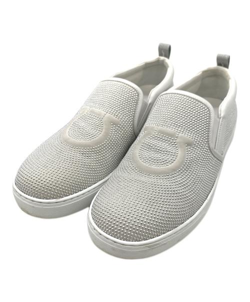 Salvatore Ferragamo（サルヴァトーレ フェラガモ）Salvatore Ferragamo (サルヴァトーレ フェラガモ) スリッポン ホワイト×シルバー サイズ:8の古着・服飾アイテム