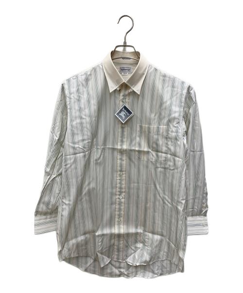 Burberry's（バーバリーズ）Burberry's (バーバリーズ) ストライプシャツ ホワイト×グリーン サイズ:39-78 未使用品の古着・服飾アイテム