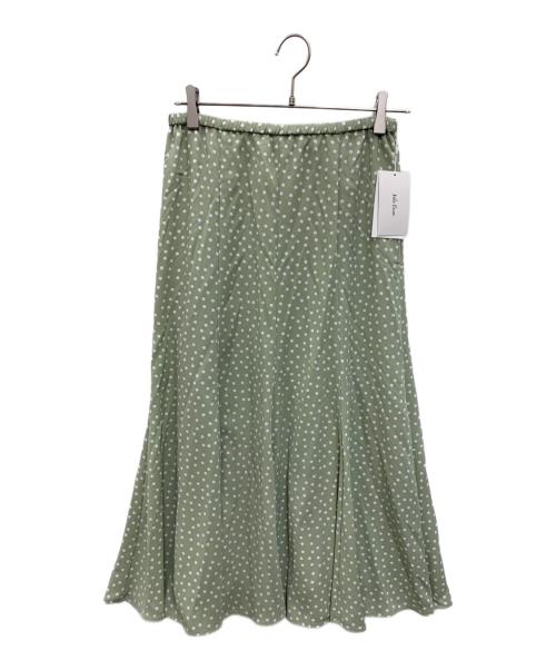 Mila Owen（ミラオーウェン）Mila Owen (ミラオーウェン) 裾フレアマキシ丈ドットナロースカート グリーン 未使用品の古着・服飾アイテム