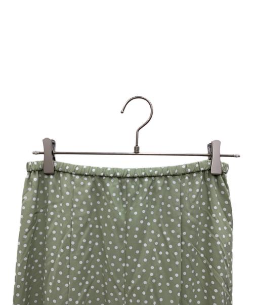 Mila Owen（ミラオーウェン）Mila Owen (ミラオーウェン) 裾フレアマキシ丈ドットナロースカート グリーン 未使用品の古着・服飾アイテム