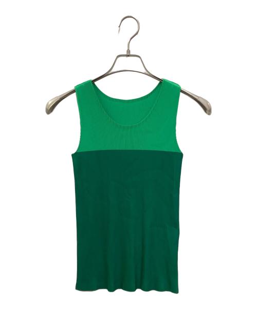 PLEATS PLEASE ISSEY MIYAKE（プリーツプリーズ イッセイミヤケ）PLEATS PLEASE ISSEY MIYAKE (プリーツプリーズ イッセイミヤケ) ノースリーブプリーツカットソー グリーン サイズ:03の古着・服飾アイテム