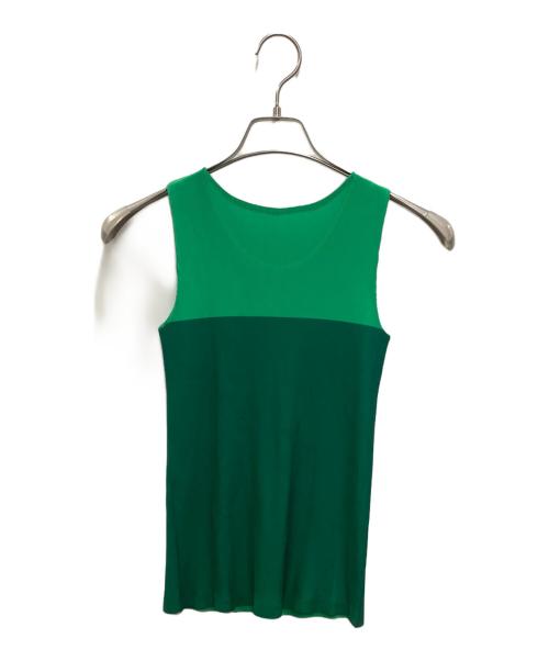 PLEATS PLEASE ISSEY MIYAKE（プリーツプリーズ イッセイミヤケ）PLEATS PLEASE ISSEY MIYAKE (プリーツプリーズ イッセイミヤケ) ノースリーブプリーツカットソー グリーン サイズ:03の古着・服飾アイテム