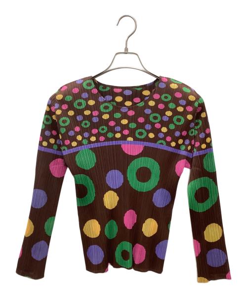 PLEATS PLEASE ISSEY MIYAKE（プリーツプリーズ イッセイミヤケ）PLEATS PLEASE ISSEY MIYAKE (プリーツプリーズ イッセイミヤケ) ■プリーツカットソー ブラウン サイズ:3の古着・服飾アイテム