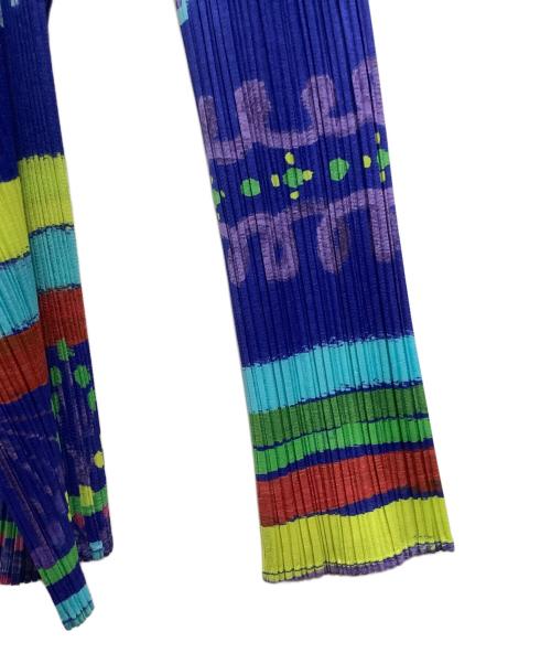 PLEATS PLEASE ISSEY MIYAKE（プリーツプリーズ イッセイミヤケ）PLEATS PLEASE ISSEY MIYAKE (プリーツプリーズ イッセイミヤケ) プリーツカーディガン ネイビー×マルチカラー サイズ:3の古着・服飾アイテム