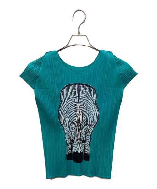 PLEATS PLEASE ISSEY MIYAKE（プリーツプリーズ イッセイミヤケ）PLEATS PLEASE ISSEY MIYAKE (プリーツプリーズ イッセイミヤケ) プリーツカットソー グリーン サイズ:3の古着・服飾アイテム