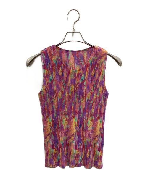PLEATS PLEASE ISSEY MIYAKE（プリーツプリーズ イッセイミヤケ）PLEATS PLEASE ISSEY MIYAKE (プリーツプリーズ イッセイミヤケ) ノースリーブカットソー マルチカラー サイズ:3の古着・服飾アイテム