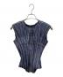 PLEATS PLEASE ISSEY MIYAKE（プリーツプリーズ イッセイミヤケ）の古着「■デニム転写プリーツブラウス」｜ネイビー×ホワイト