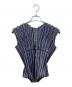 PLEATS PLEASE ISSEY MIYAKE (プリーツプリーズ イッセイミヤケ) ■デニム転写プリーツブラウス ネイビー×ホワイト サイズ:3：17000円