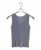PLEATS PLEASE ISSEY MIYAKEプリーツプリーズ イッセイミヤケ）の古着「ノースリーブプリーツカットソー」｜ブルー×ホワイト