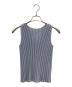 PLEATS PLEASE ISSEY MIYAKE（プリーツプリーズ イッセイミヤケ）の古着「ノースリーブプリーツカットソー」｜ブルー×ホワイト