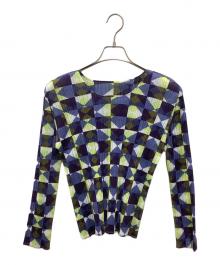 PLEATS PLEASE ISSEY MIYAKE（プリーツプリーズ イッセイミヤケ）の古着「プリーツカットソー」｜パープル×グリーン