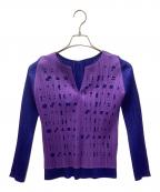 PLEATS PLEASE ISSEY MIYAKEプリーツプリーズ イッセイミヤケ）の古着「プリーツカットソー」｜ネイビー×パープル