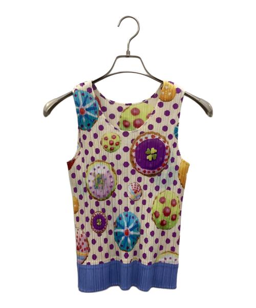 PLEATS PLEASE ISSEY MIYAKE（プリーツプリーズ イッセイミヤケ）PLEATS PLEASE ISSEY MIYAKE (プリーツプリーズ イッセイミヤケ) ■ノースリーブプリーツカットソー マルチカラー サイズ:3の古着・服飾アイテム