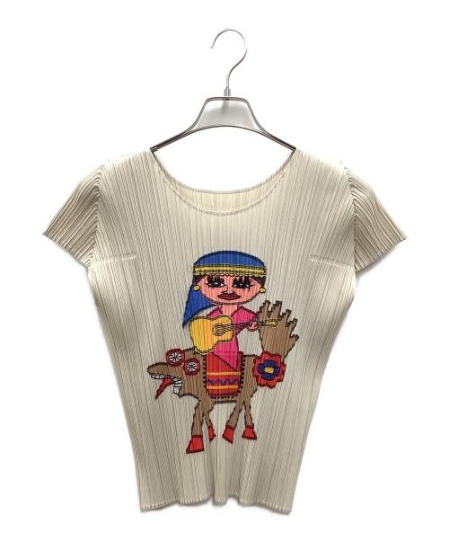 PLEATS PLEASE ISSEY MIYAKE（プリーツプリーズ イッセイミヤケ）PLEATS PLEASE ISSEY MIYAKE (プリーツプリーズ イッセイミヤケ) ■プリーツカットソー ベージュ サイズ:3の古着・服飾アイテム