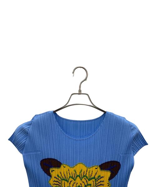 PLEATS PLEASE ISSEY MIYAKE（プリーツプリーズ イッセイミヤケ）PLEATS PLEASE ISSEY MIYAKE (プリーツプリーズ イッセイミヤケ) ■プリーツカットソー ブルー×イエロー サイズ:3の古着・服飾アイテム