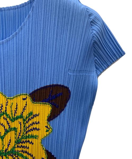 PLEATS PLEASE ISSEY MIYAKE（プリーツプリーズ イッセイミヤケ）PLEATS PLEASE ISSEY MIYAKE (プリーツプリーズ イッセイミヤケ) ■プリーツカットソー ブルー×イエロー サイズ:3の古着・服飾アイテム