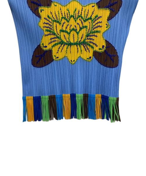 PLEATS PLEASE ISSEY MIYAKE（プリーツプリーズ イッセイミヤケ）PLEATS PLEASE ISSEY MIYAKE (プリーツプリーズ イッセイミヤケ) ■プリーツカットソー ブルー×イエロー サイズ:3の古着・服飾アイテム