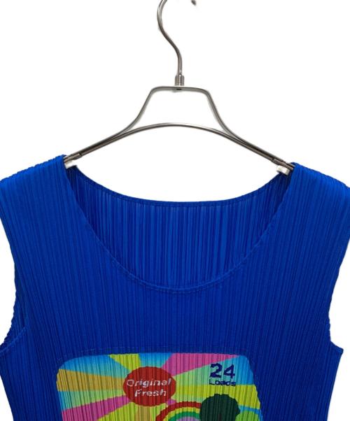 PLEATS PLEASE ISSEY MIYAKE（プリーツプリーズ イッセイミヤケ）PLEATS PLEASE ISSEY MIYAKE (プリーツプリーズ イッセイミヤケ) ■ノースリーブワンピース ブルー サイズ:3の古着・服飾アイテム