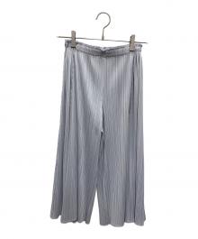 PLEATS PLEASE ISSEY MIYAKE（プリーツプリーズ イッセイミヤケ）の古着「■プリーツガウチョパンツ」｜ライトグレー