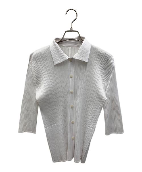 PLEATS PLEASE ISSEY MIYAKE（プリーツプリーズ イッセイミヤケ）PLEATS PLEASE ISSEY MIYAKE (プリーツプリーズ イッセイミヤケ) ■プリーツブラウス ホワイト サイズ:3の古着・服飾アイテム