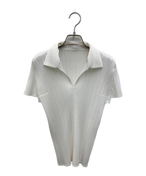 PLEATS PLEASE ISSEY MIYAKE（プリーツプリーズ イッセイミヤケ）PLEATS PLEASE ISSEY MIYAKE (プリーツプリーズ イッセイミヤケ) プリーツカットソー ホワイト サイズ:3の古着・服飾アイテム