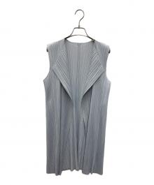 PLEATS PLEASE ISSEY MIYAKE（プリーツプリーズ イッセイミヤケ）の古着「プリーツカーディガン」｜ライトグレー