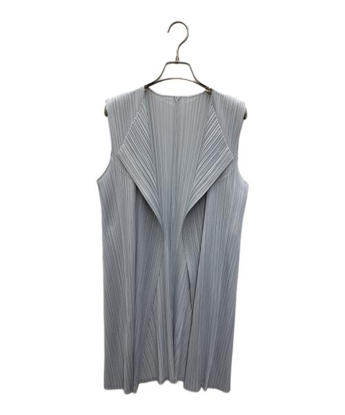 PLEATS PLEASE ISSEY MIYAKE（プリーツプリーズ イッセイミヤケ）PLEATS PLEASE ISSEY MIYAKE (プリーツプリーズ イッセイミヤケ) プリーツカーディガン ライトグレー サイズ:03の古着・服飾アイテム