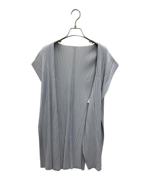 PLEATS PLEASE ISSEY MIYAKE（プリーツプリーズ イッセイミヤケ）PLEATS PLEASE ISSEY MIYAKE (プリーツプリーズ イッセイミヤケ) プリーツカーディガン ライトグレー サイズ:03の古着・服飾アイテム